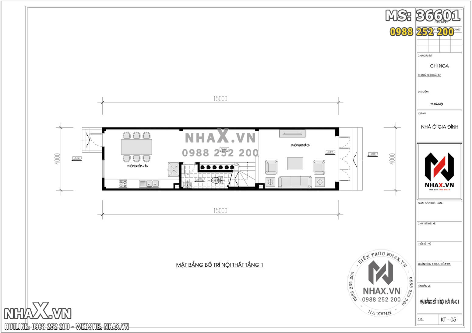 Hình ảnh: Mặt bằng bố trí nội thất tầng 1 - MS 36601