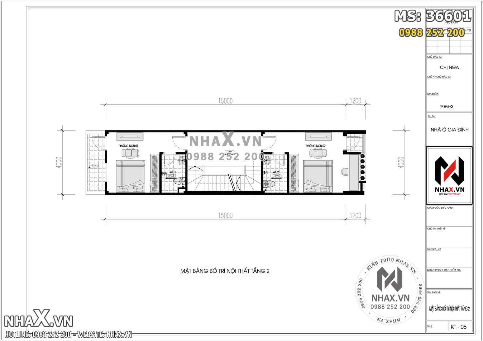 Hình ảnh: Mặt bằng bố trí nội thất tầng 2 - MS 36601