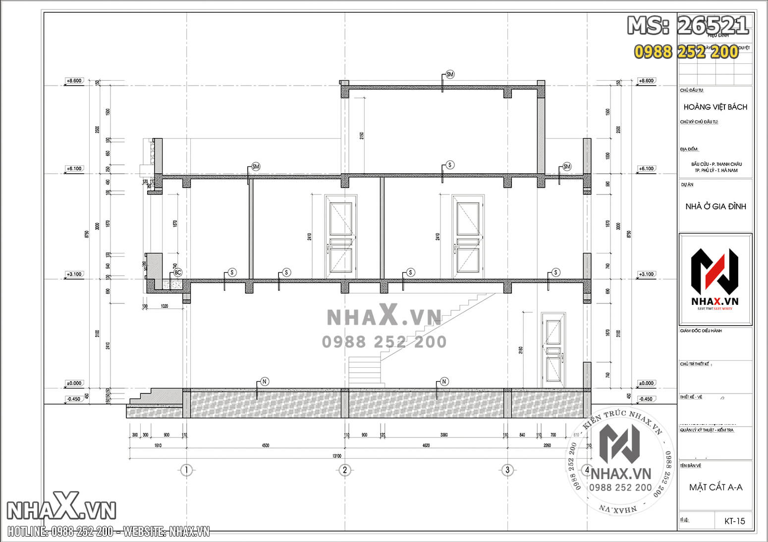 Chi tiết bản vẽ thiết kế nhà phố hiện đại 2 tầng mặt tiền 4,5m 2 phòng ngủ kích thước 4,5x12